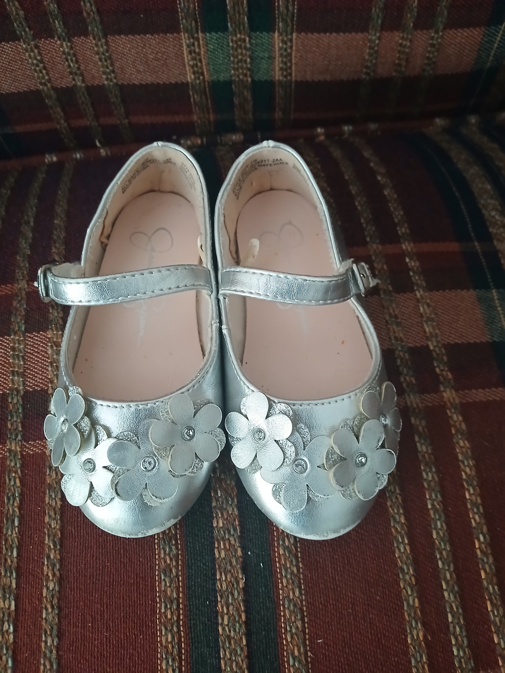 Girls Silver Jessica Simpson Floral Dress Shoes